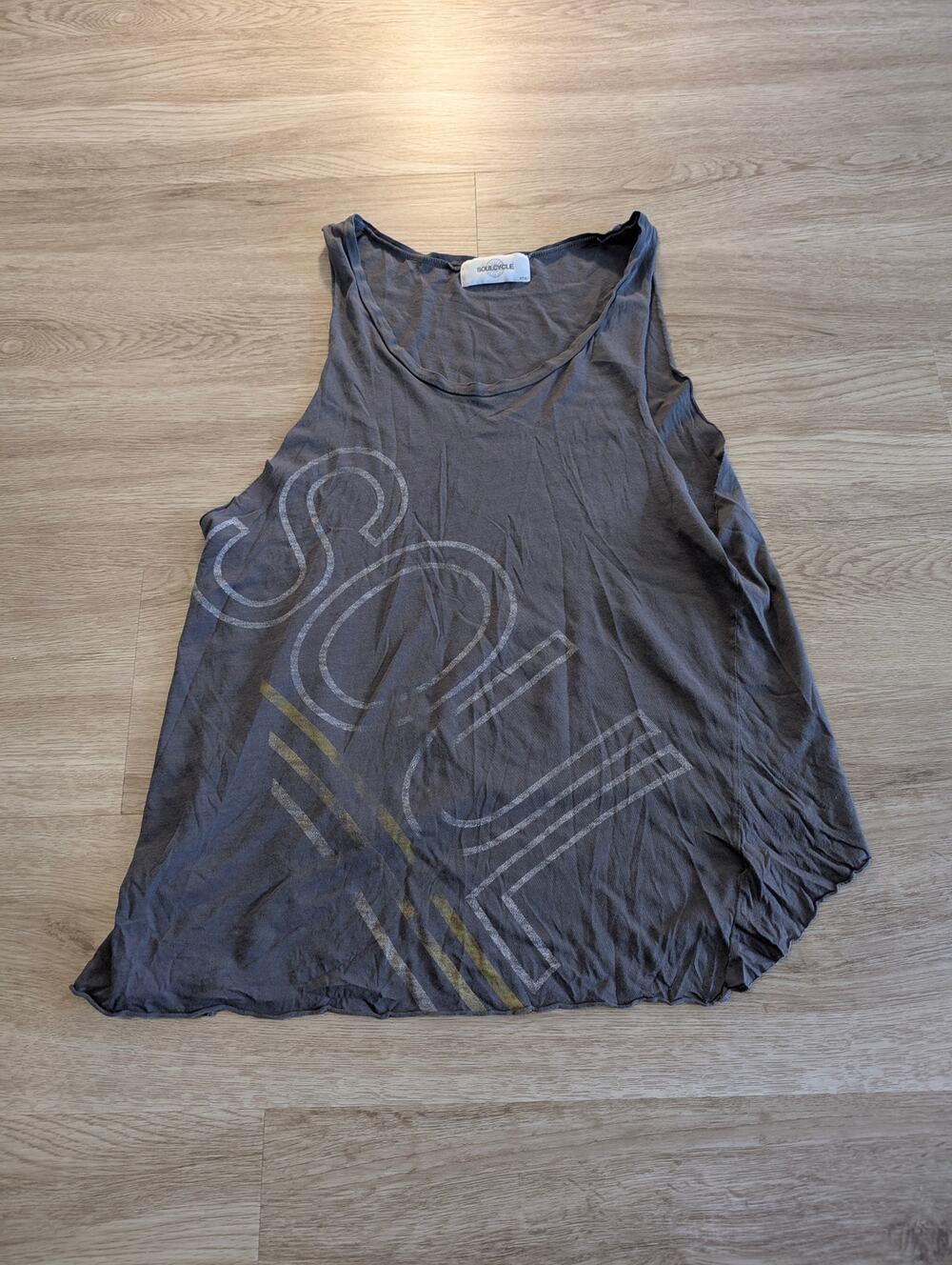SoulCycle Graphic Tank Top Womens Small S Charcoal Gray Muscle Spin Cycle Shirt